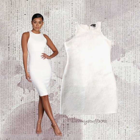 🌸 Forever 21🌸Pretty High Neck White Dress with Floral Lace Pattern - Picture 3 of 8